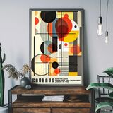 Bauhaus Industrial Geometric Shapes Framed Art Print