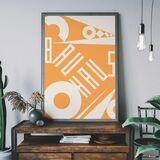 Bauhaus Sharp Angled Letters Orange Framed Art Print
