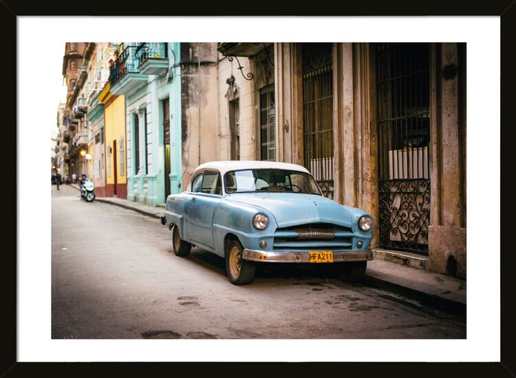 Cuba Havana Classic Car Blue Framed Art Print by Howard Shooter