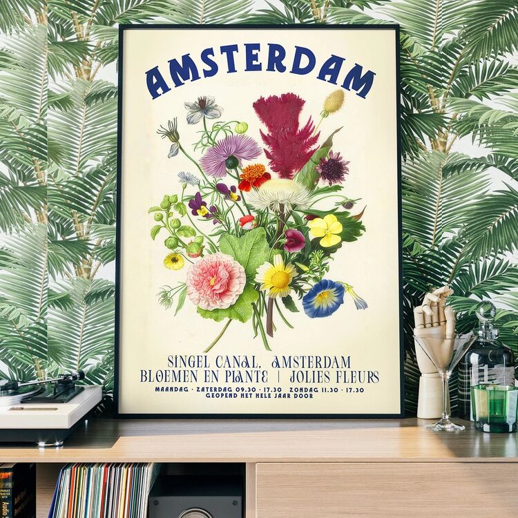 Amsterdam Vintage Bouquet Floral Poster Framed Print