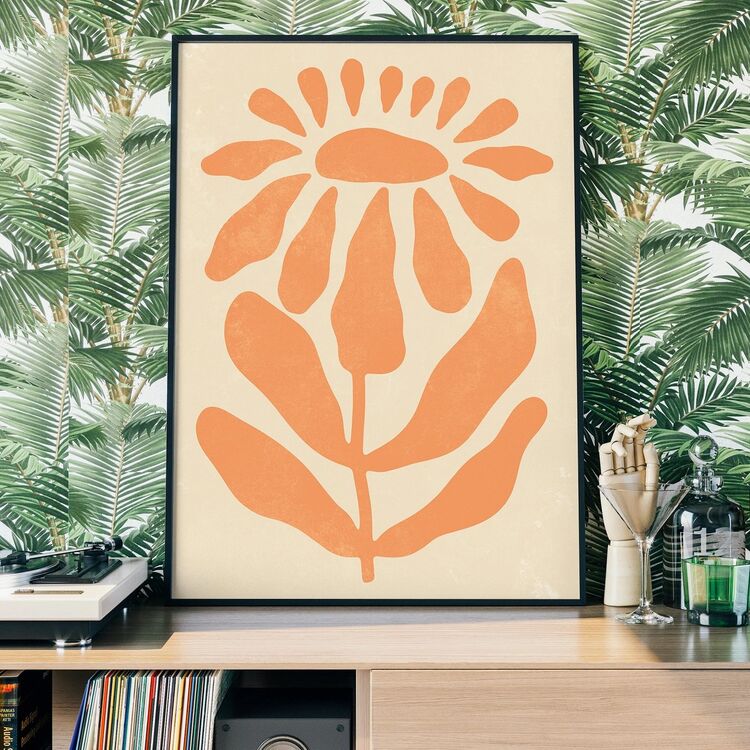 Simple Daisy Shape Flower Framed Print