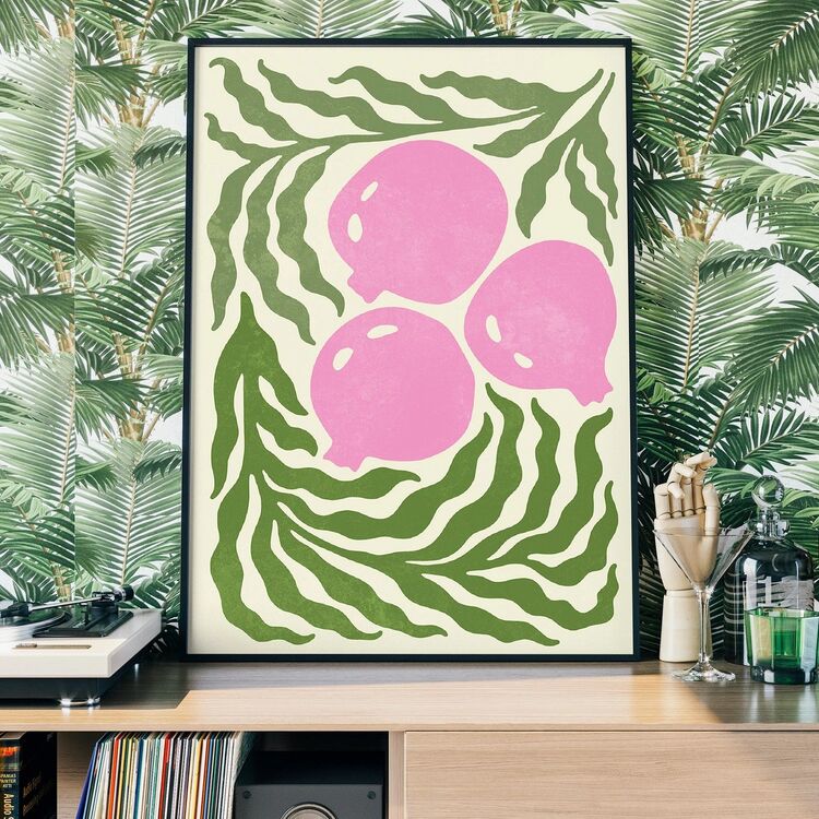 Leaves and Berries Simple Paint Framed Print