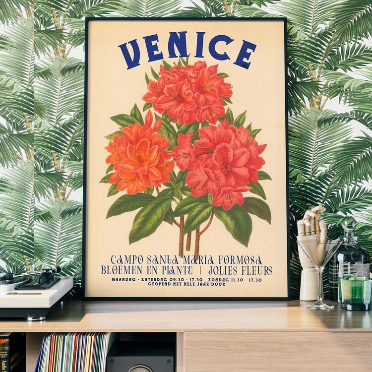 Venice Vintage Bouquet Floral Poster Framed Print
