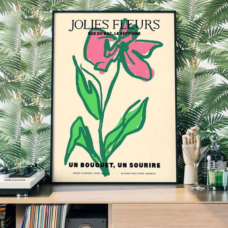 Beautiful Flowers Pink Flower Drawing Framed Print