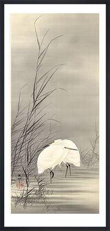 Egrets in a Swamp Framed Art Print by Ohara Koson
