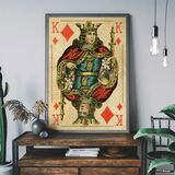 Vintage Playing Card Print - King of Diamonds Framed Art Print