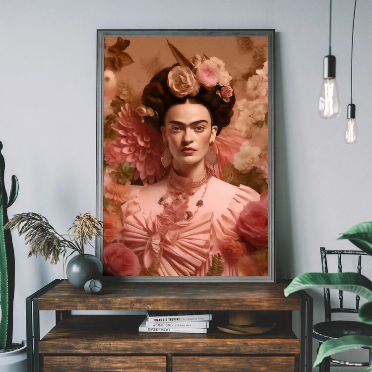 Frida Kahlo Peach Fuzz Framed Art Print