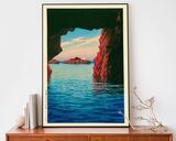 Ocean Cave Framed Art Print by Hasui Kawase