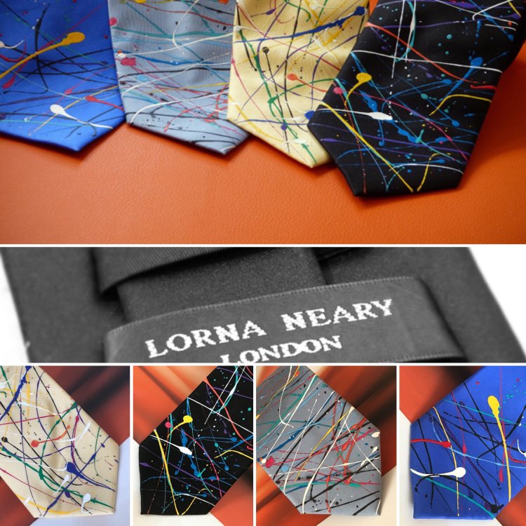Hand Painted Silk Tie by London Designer "Lorna Neary"