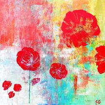 Poppies, mixed media on canvas