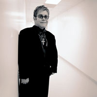 Elton John backstage b&w