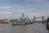 H.M.S. Belfast on river Thames in London