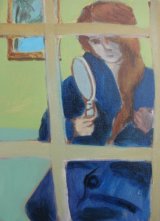 Girl with Mirror Behind the Window