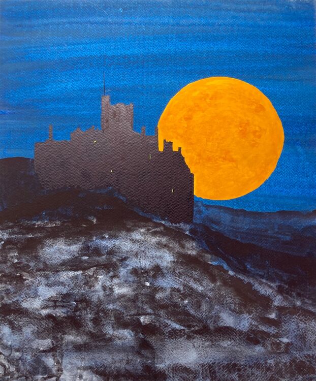 St Michael's Mount Supermoon, after Droneman. 36 x 40cm. Framed £180