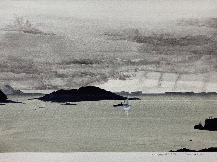 Anchored at Coll.  26 x 18cm, framed.  £120
