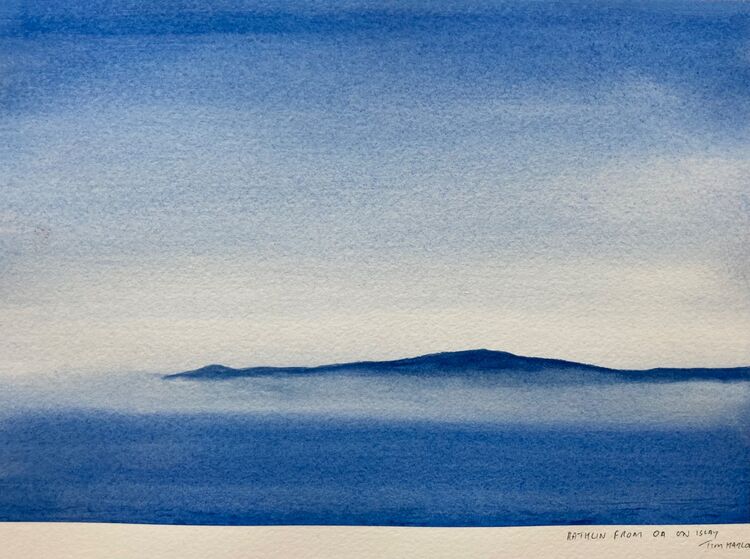 Rathlin from Oa on Islay.  26 x 18cm, Framed, £140