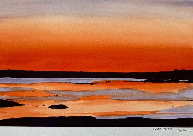 Islay Sunset.  30 x 19cm, Framed.  £130.