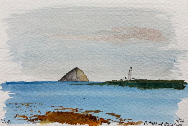 Pladda and Ailsa Craig.  15 x 10cm, Framed.  £75.