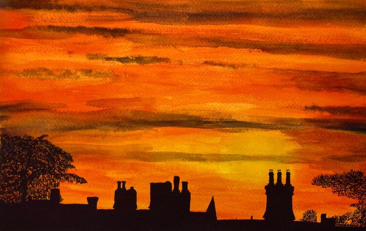 Exeter Skyline, 28 x 18cm.  £140 framed