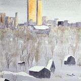 Leaving Novosibirsk.  22 x 32cm