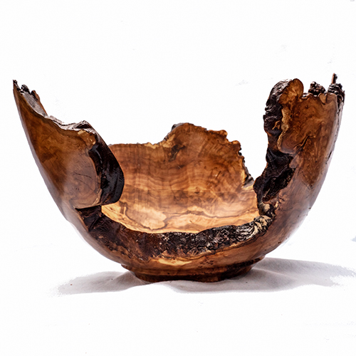 Large Natural Edge Olive Wood Deep Vessel £150