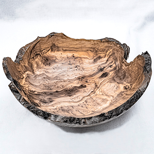 Natural Edge Olive Wood Bowl with Burr £60