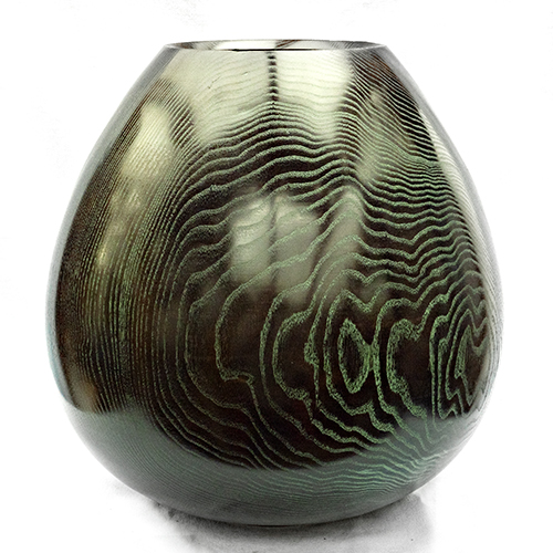 Egg Shaped Ash Vase - stained green - £525