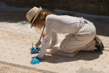Conservator at work on the mosaics, Pompeii