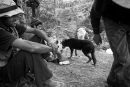 Young man in the forest camp near Ceuta