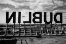 Dublin sign at the Dublin airport seen from behind