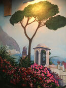 Italian resturant in West Dorset Called "The Parlour" with a view of Positano on the Amalfi coast. June 2023