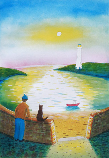 The Fisherman and his Cat - Sunset