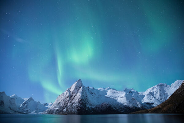 Aurora Borealis in Moonlight
