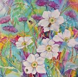 Japanese Anemones & Bee
