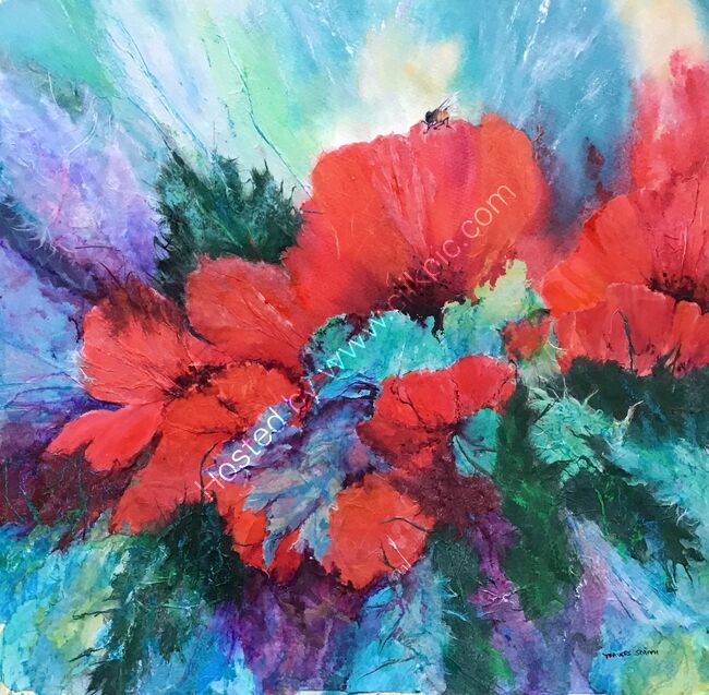 Poppies & Bee