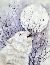 Wolf Howling at the Moon 30x45cm