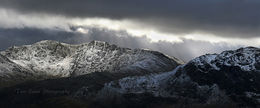 Winter light: Swirl How, Great Carrs and Little Carrs and Hell Gill Pike.