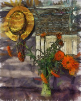 Hat and flowers - John Hufferdine