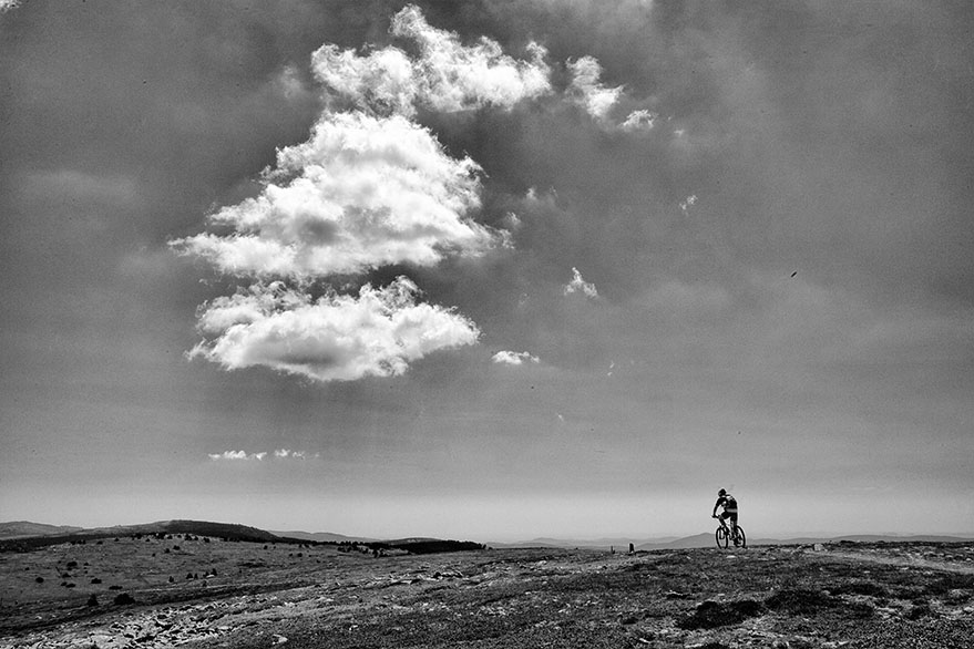 Solitary biker