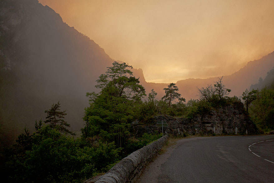Misty sunset