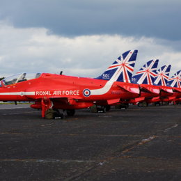 Red Arrows Line-up at Biggin Hill celebrates 50 years