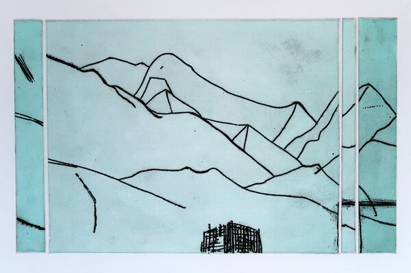Mountainscape, Drypoint and Monoprint