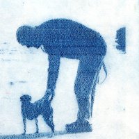 Dog and man. Solar plate
