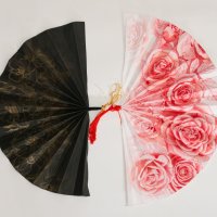 Fans. Drypoint prints, pleated and folded.