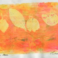 Leaves Alone. Monoprint.