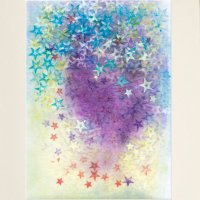 Evening Stars. Mixed media print.