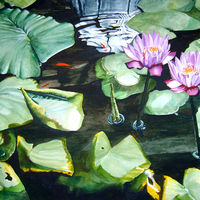 Waterlily pond. Painting on canvas.