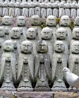 Rows of stone faces