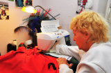 June at her sewing machine [photo David Mears]