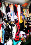 A corner of the costume room.  June has made over 100 outfits so far and going strong.
